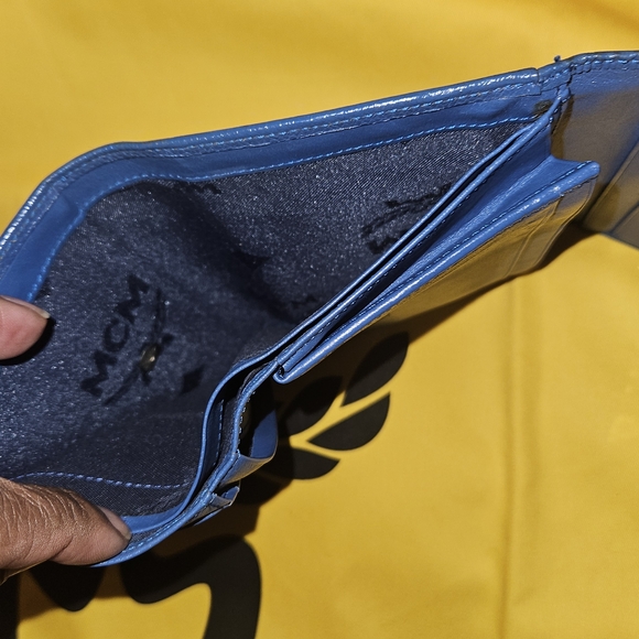 MCM Royal Blue Leather Trifold Wallet - Picture 4 of 6
